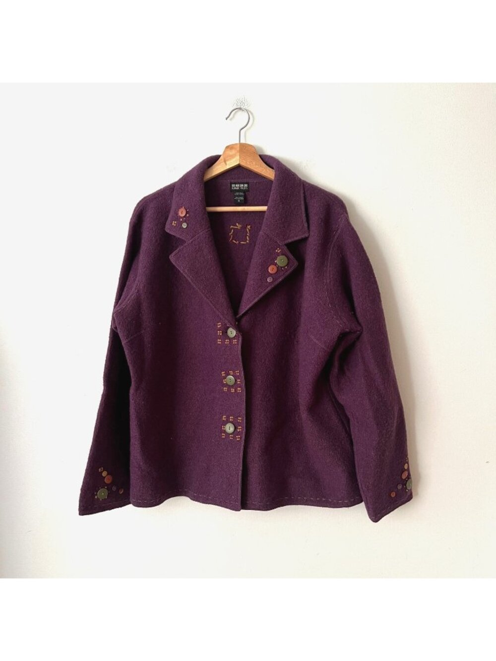 Vintage 90s Nomadic Traders Purple Button Up Boiled Wool Jacket Women's Size XL